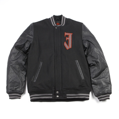 VARSITY JACKET WITH WOOL BODY & PU LEATHER SLEEVES