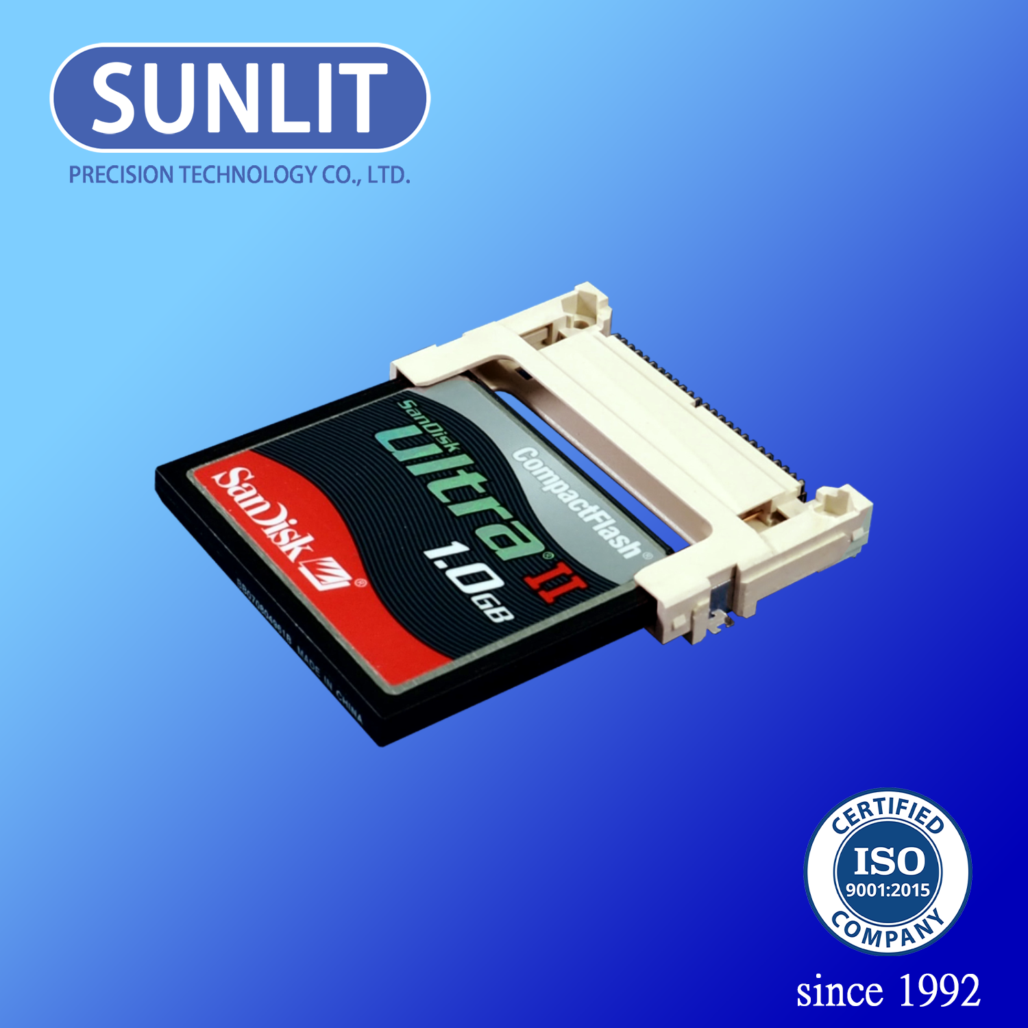 Compact Flash card connector, Top mounting, Type I, 60301120, SUNLIT