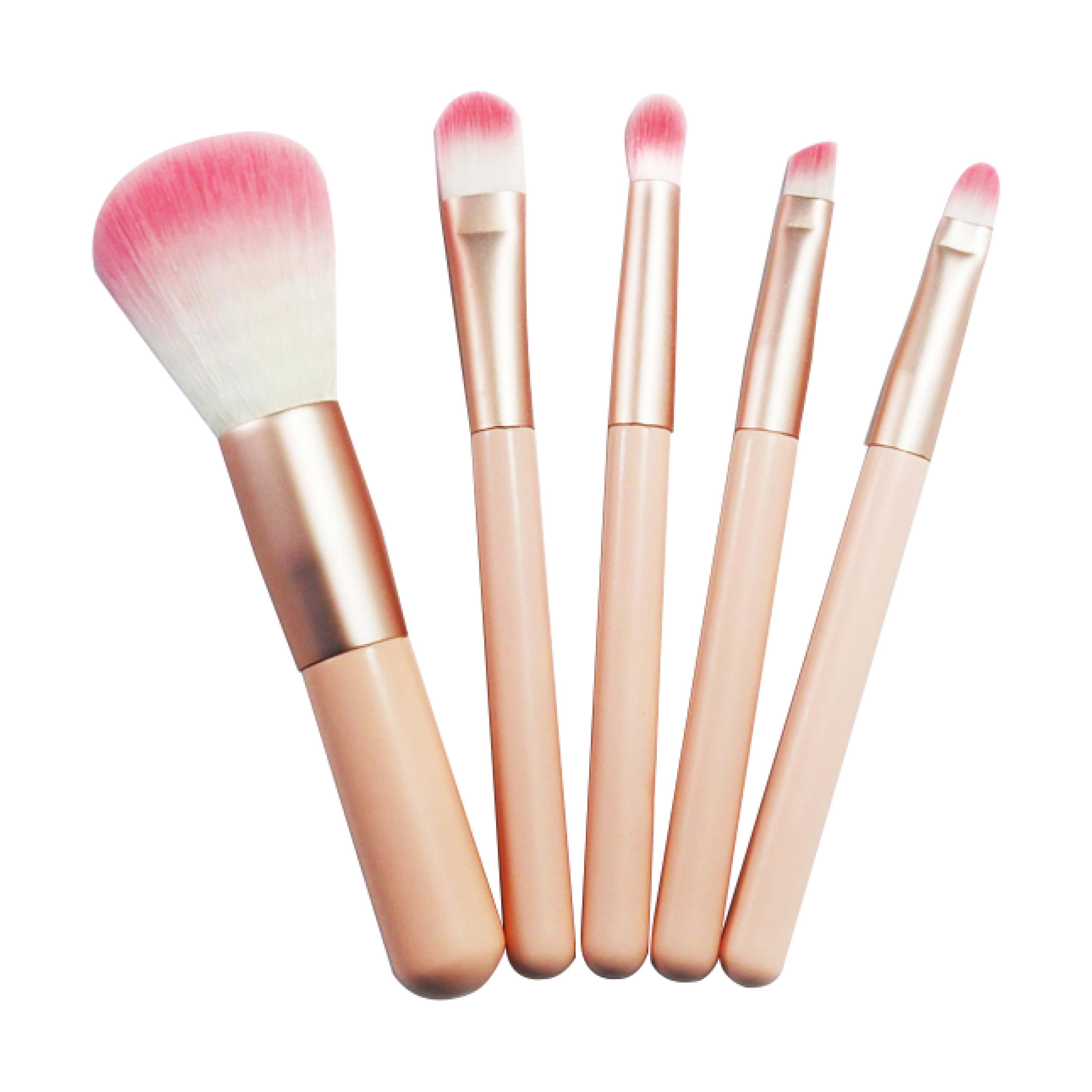 5pcs Cute Makeup Brush Set And Nylon Hair Wooden Handle Cosmetic Brush