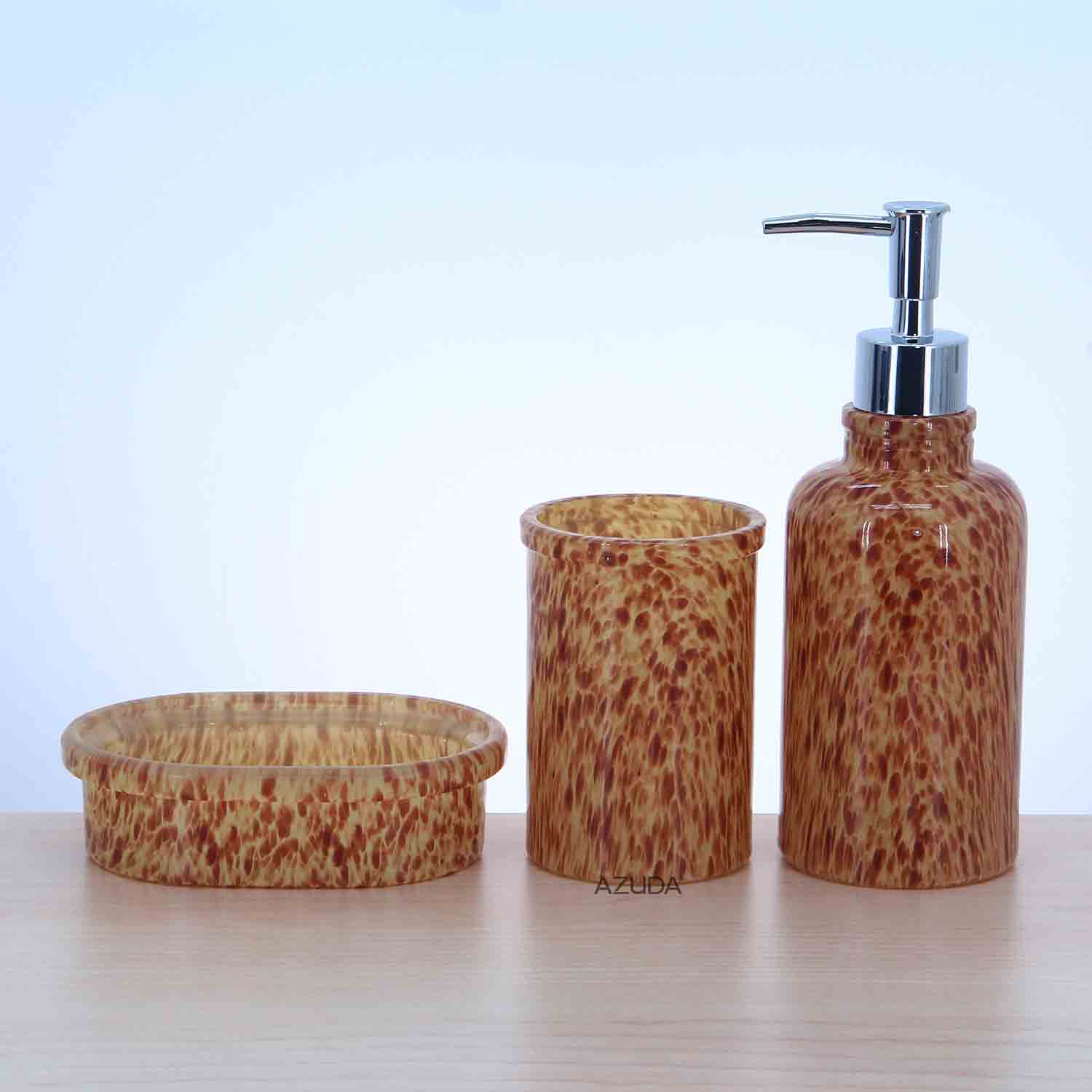 Glass bathroom accessories set