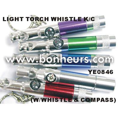 LIGHT K/C W/WHISTLE & COMPASS