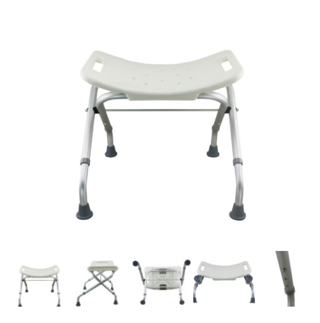 ToolFree Foldable Legs Adjustable Bathroom Shower Chair Anodizing