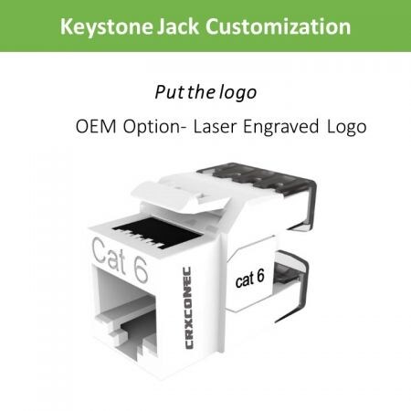 RJ45 Keystone Jack grabado con láser su propio logotipo
