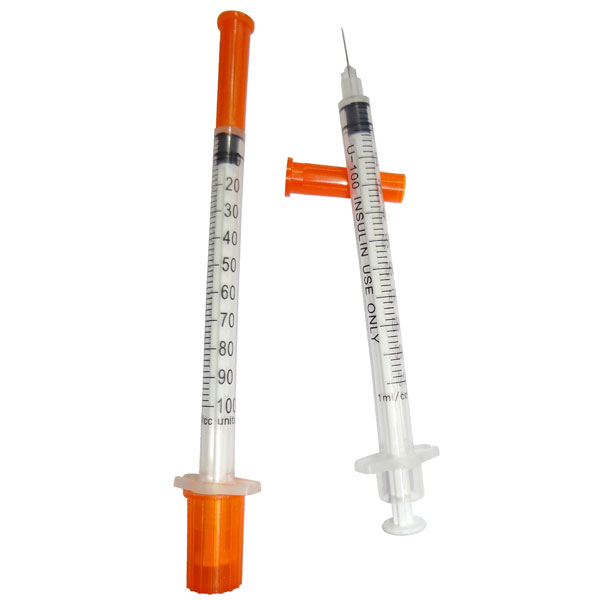 U100 insulin syringe and needle