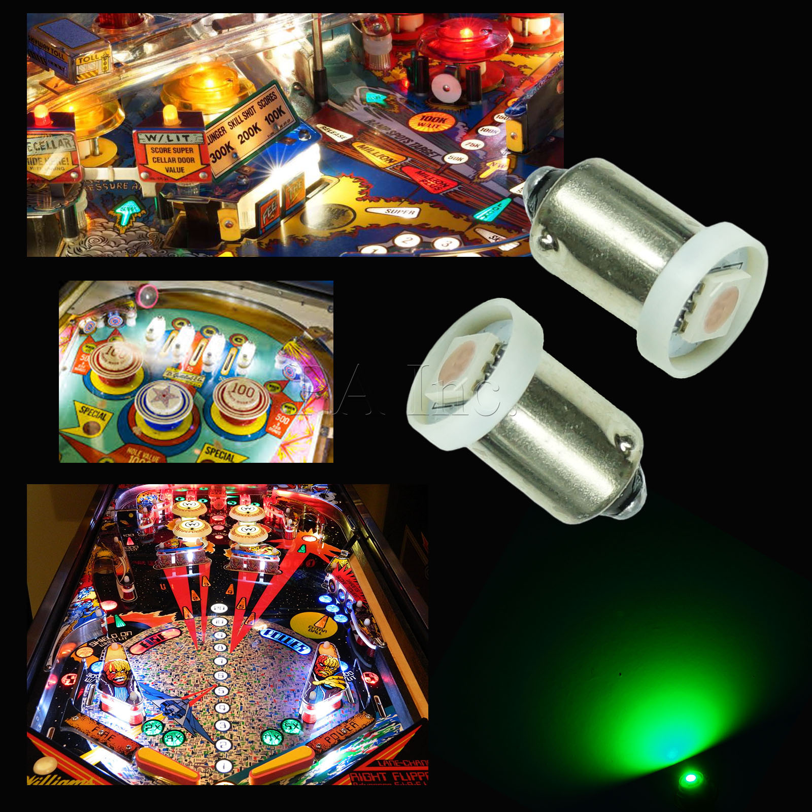 10x #555 T10 4SMD LED Pinball Machine Light Bulb White 6.3V