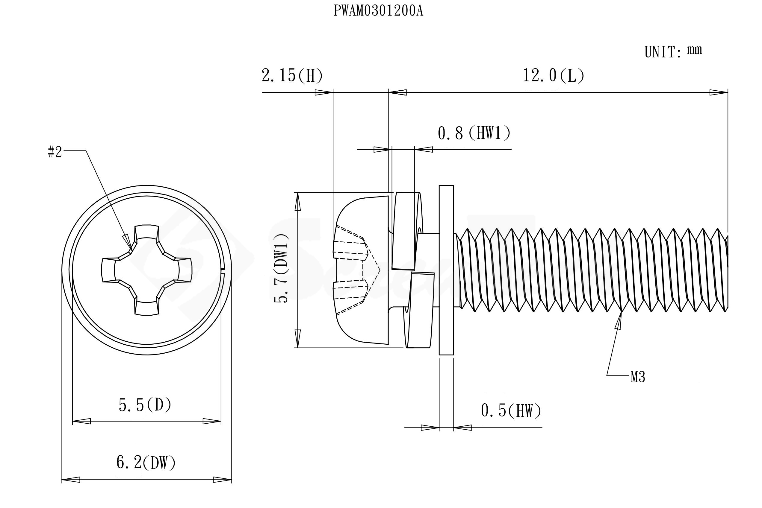 【ScrewTech】Pan Head Sems With Washer (SEMS), Phillips, M3x12, Machine ...