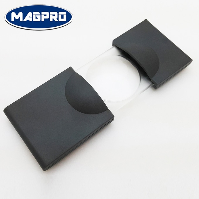 Folding Pocket Magnifier 4x Double Convex Lens Shatterproof Case
