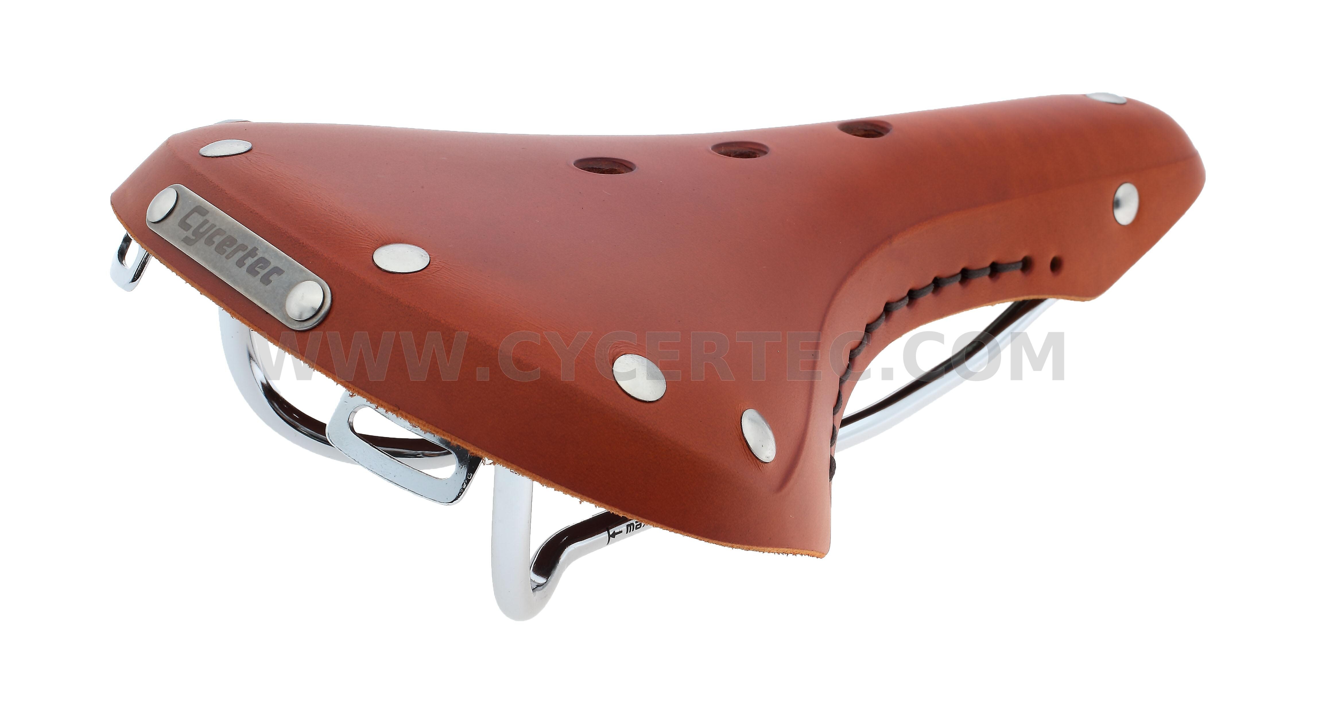 CYCERTEC LEATHER RACING SADDLE CLASSIC HONEY