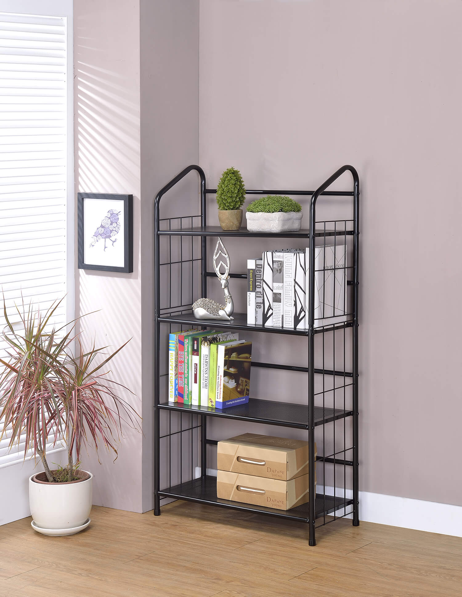 4 Tier Metal Book Rack