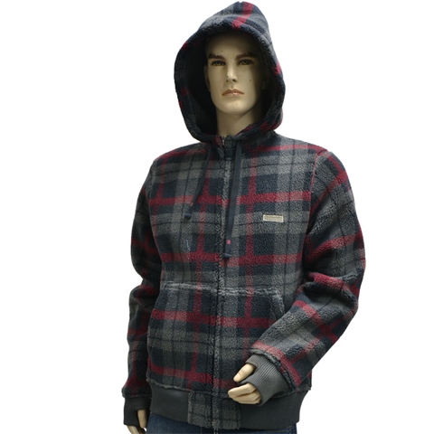 Bonded Yarn-dyed Jacquard Sherpa Fleece Hooded Coat