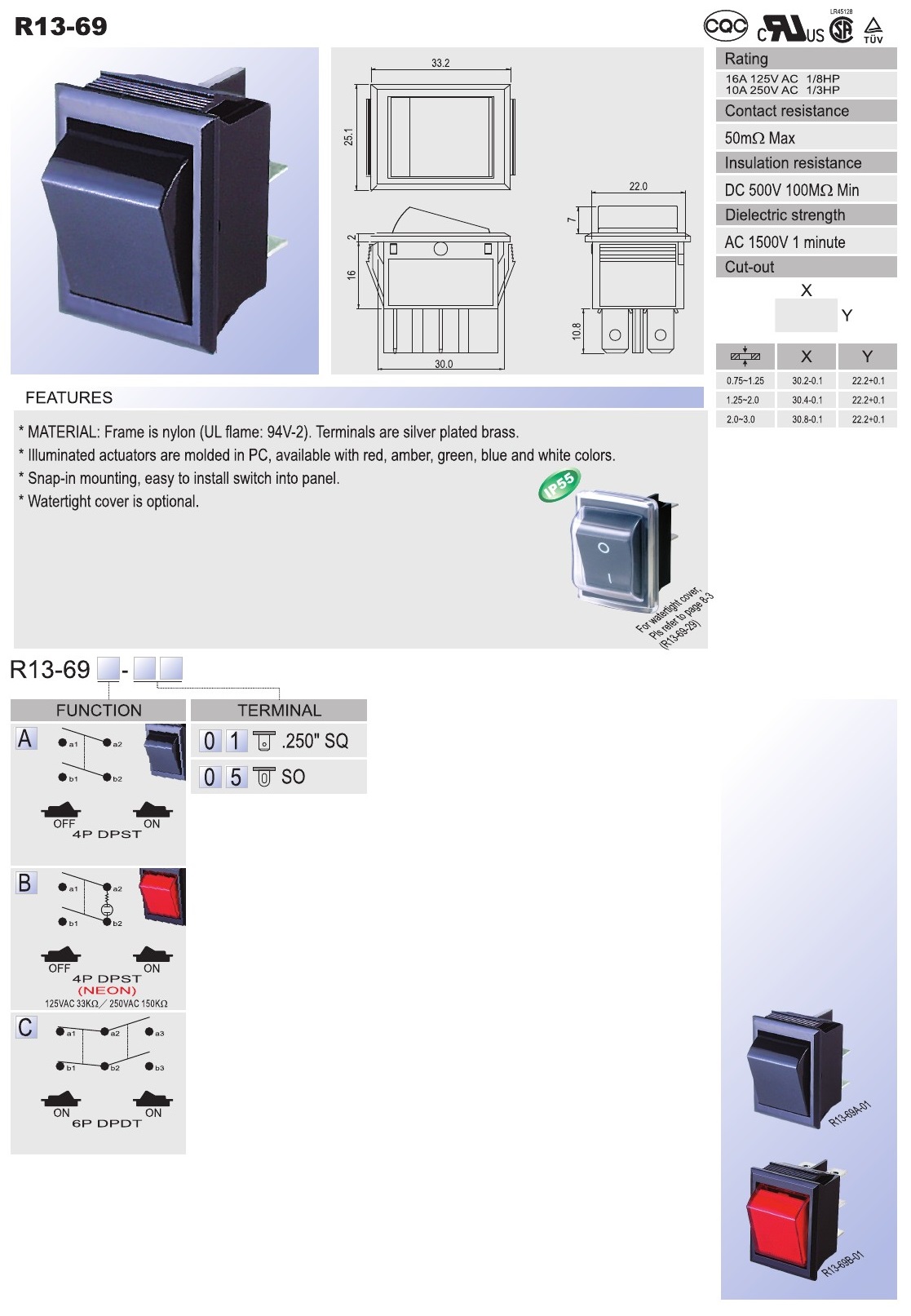 Rocker Switch AC SCI R13 69 Taiwantrade