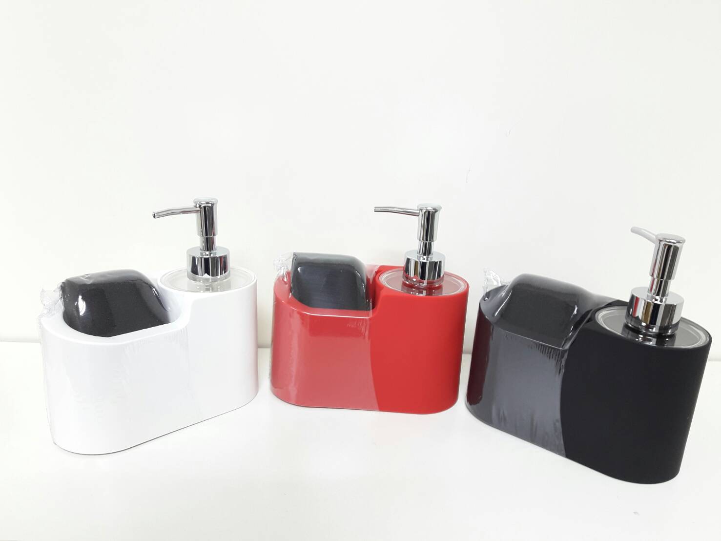 Kitchen Sink Bathroom Counter Soap Dispenser With Black Sponge Holder   86553 