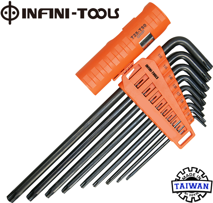 Extra Long Arm Tamper Proof Star Hex Allen Key Wrench Set ,9 PC With Turball Ball Head & Handle