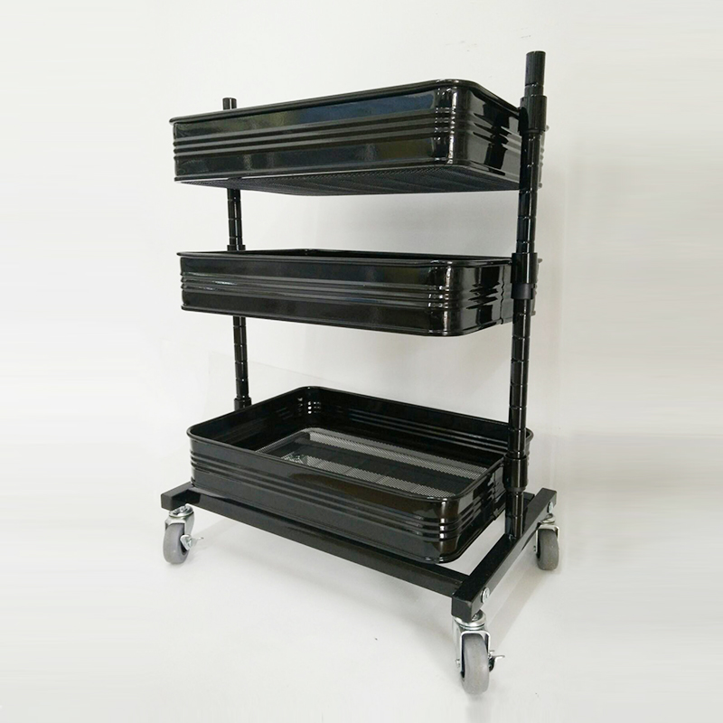 Adjustable Height Rolling Trolley Cart Black Taiwantrade