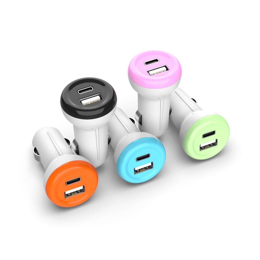 DC USB Car charger, 1 USB/ 1 TypeC port, for car use Taiwantrade