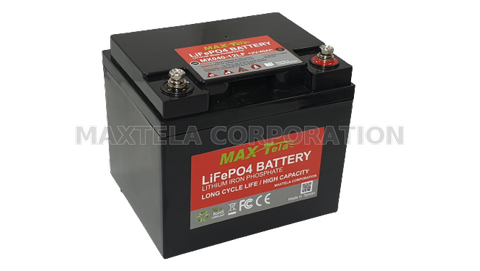 Maxtela 24V 24Ah Lithium LiFePO4 storage Battery, LFP battery pack, deep cycle rechargeable battery, long life cycle