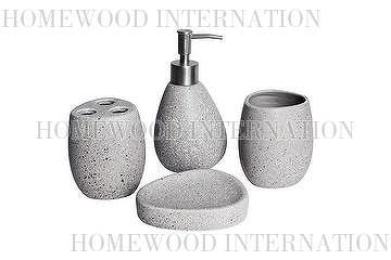 Bath Accessories Ceramic Bathroom Set Imitation Stone Effect Soap Dispenser Tumbler Toothbrush Holder Soap Dish Grey Taiwantrade Com