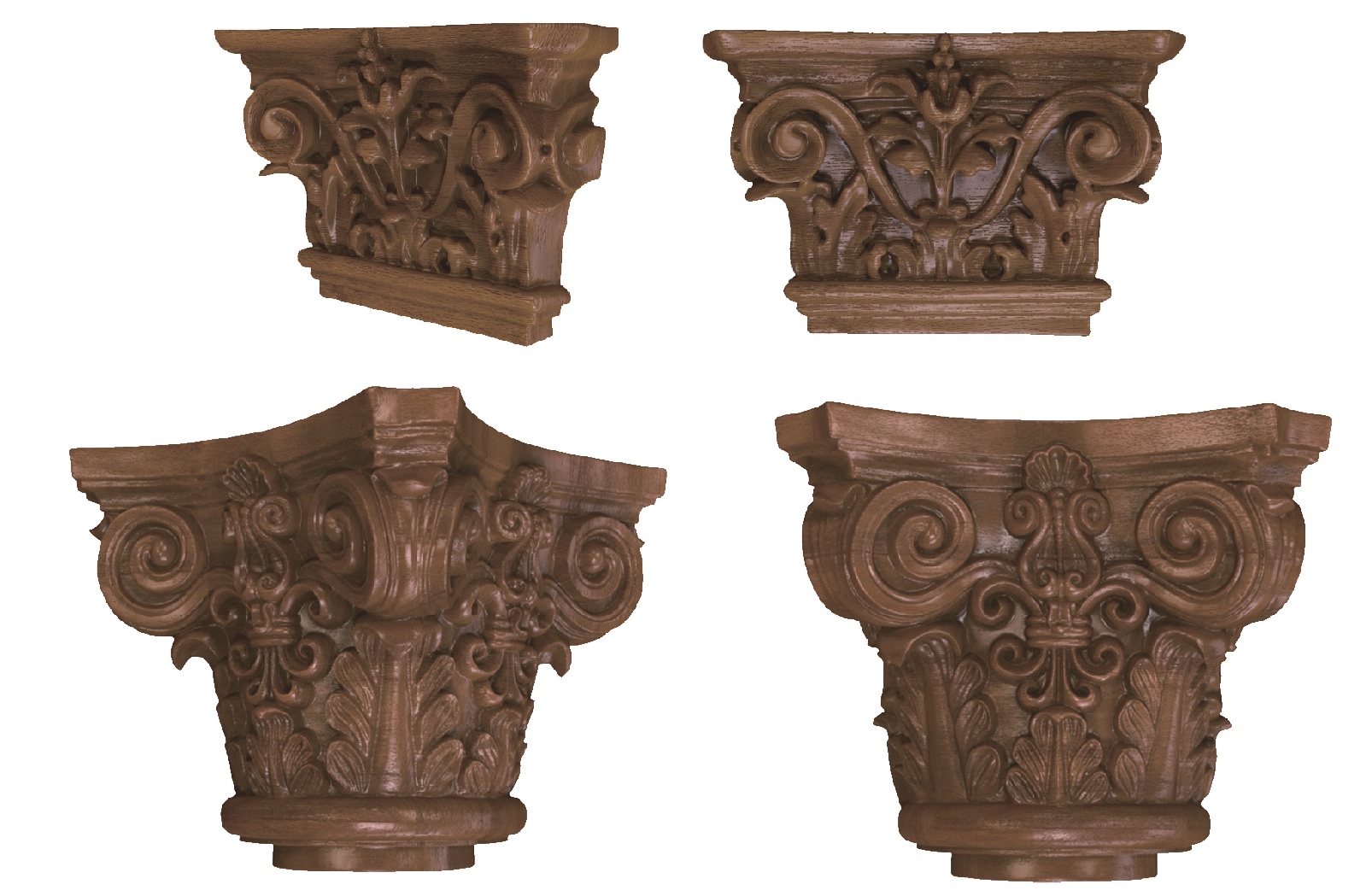 Carving Solid Wood Decorative Columns Capitals & Bases
