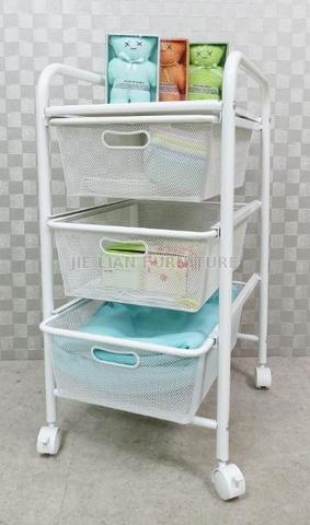 3 mesh drawer rolling cart, Drawer rolling storage cart, Mobile utility cart with lockable wheels, drawers