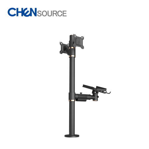 Manufacture Commercial dual screen POS mounting pole stand with scanner tray