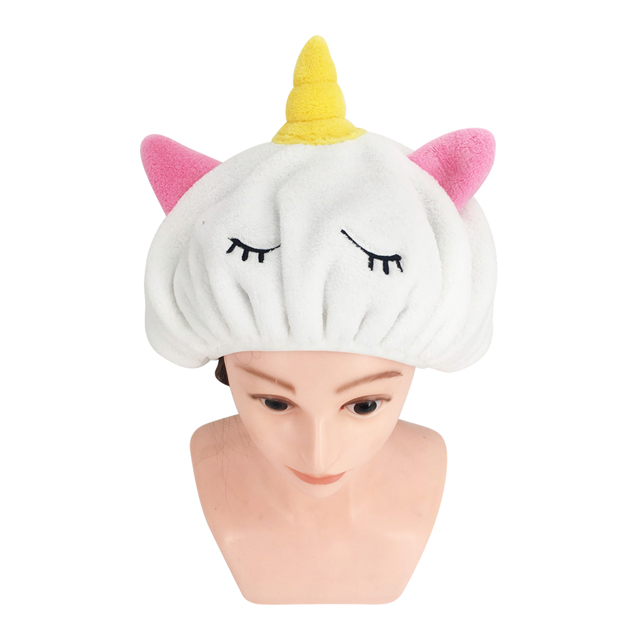 Unicorn Design Coral Fleece Shower Cap Taiwantrade