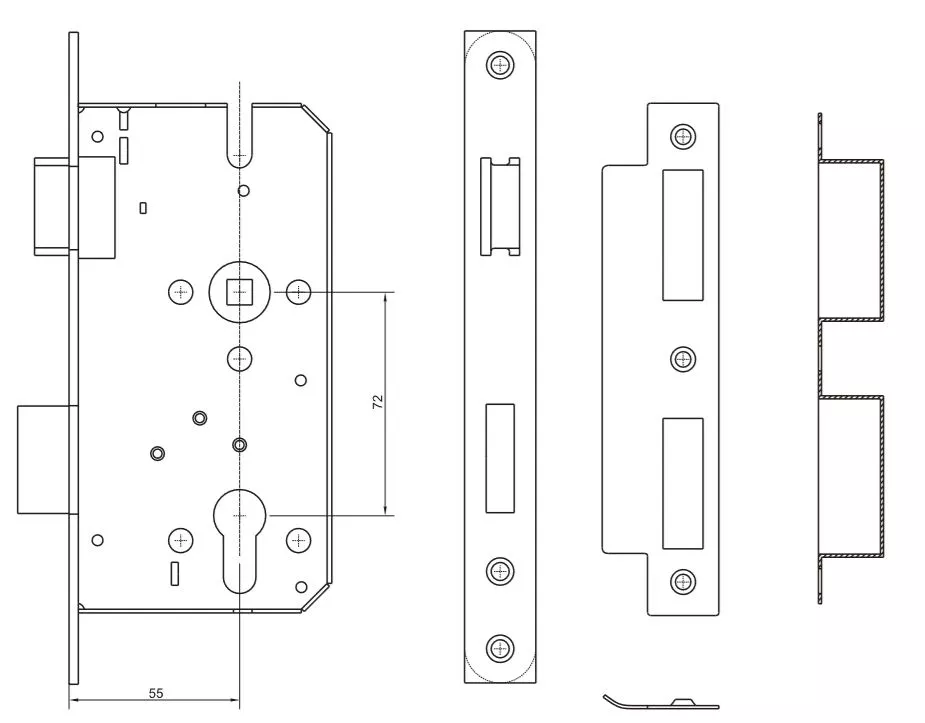 European Market 55mm Backset Escape Safety Sash Lock