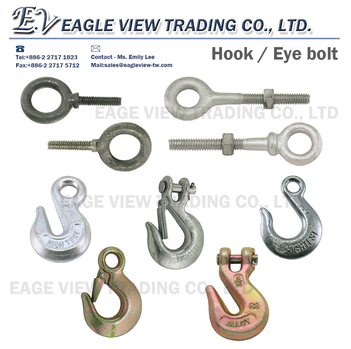 Grab Hooks, Slip Hooks & Eye bolt