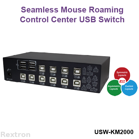 10 Port USB Switch, KM Switcher with USB HID, Hotkey Switching