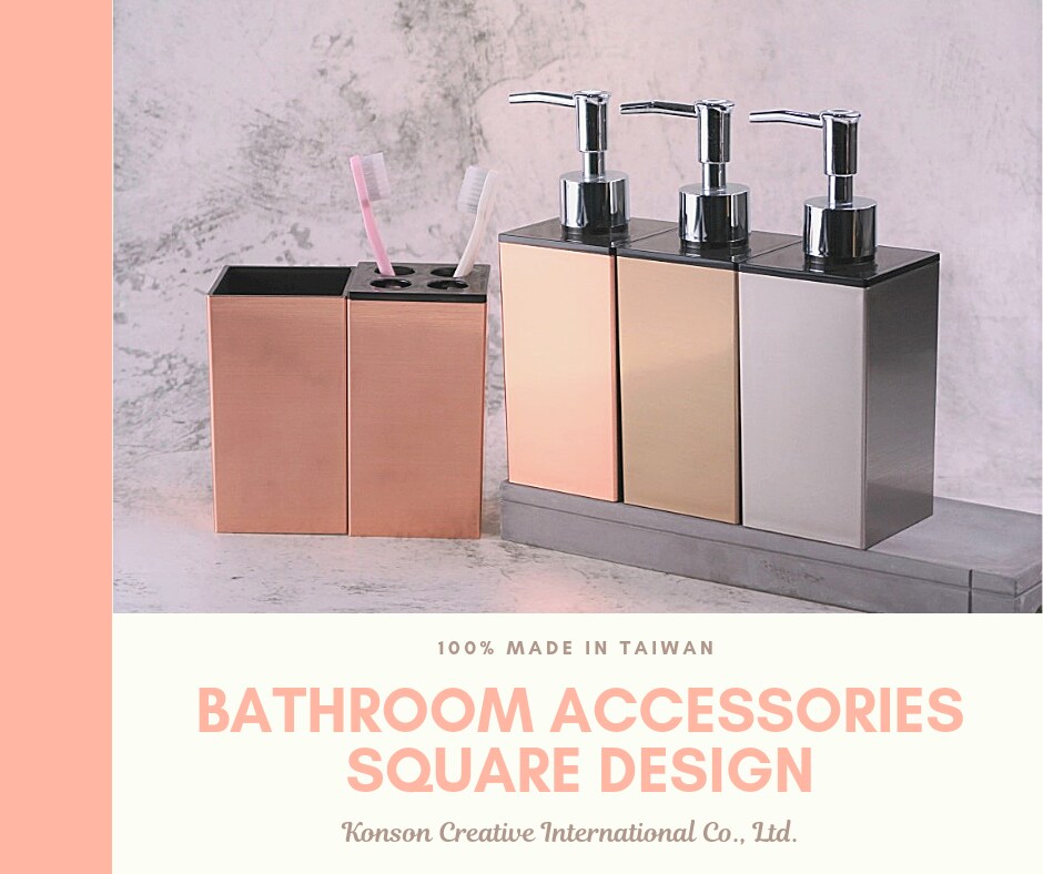 Bathroom Accessories - Square Design (Silver/ Gold/ Rose Gold Printing ...