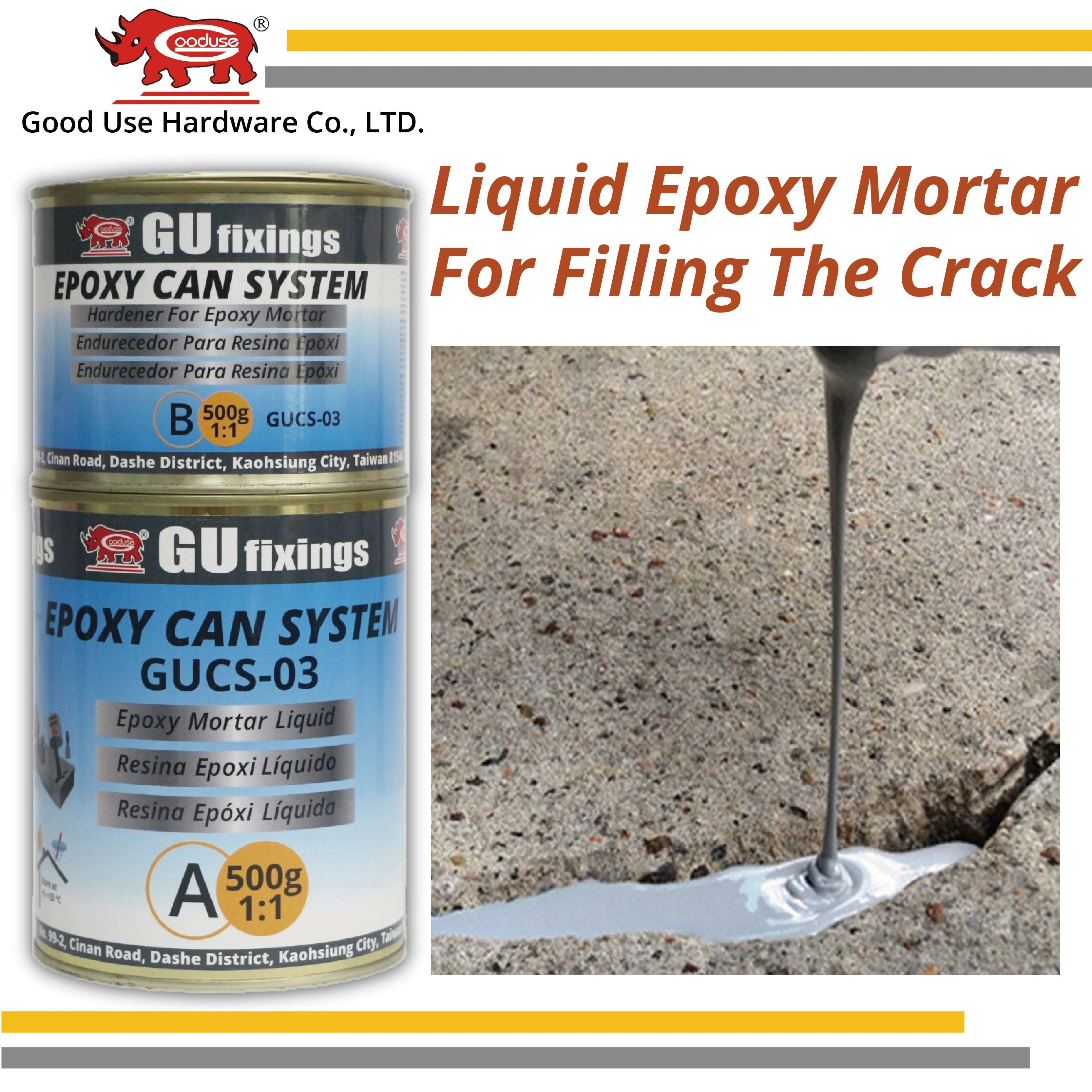 Easy mix liquid filling gray epoxy repair mortar