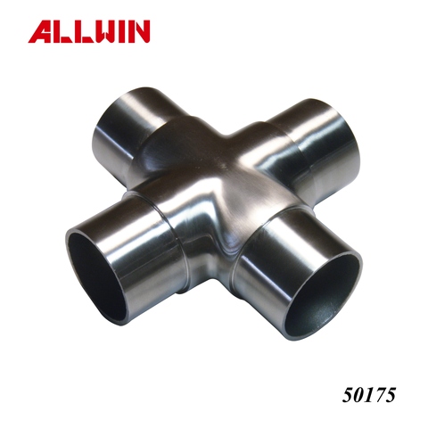 38.1mm 40mm Stainless Steel Cross Pipe Fittings 4 Way Square Tube Connectors