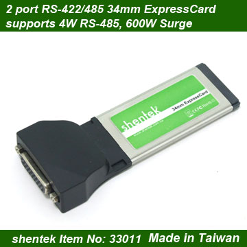 2 port Serial High Speed 1M RS-422/485 34mm ExpressCard,RS422,RS485,RS422/485,Exar,Terminal block,Linux,Win 7,PCI e Express PCIe base,