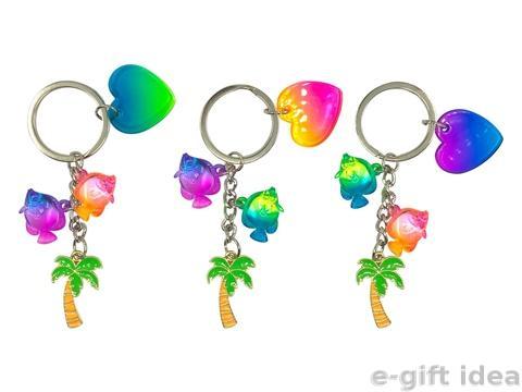 Butterfly Fish Metal Palm Tree Keychain