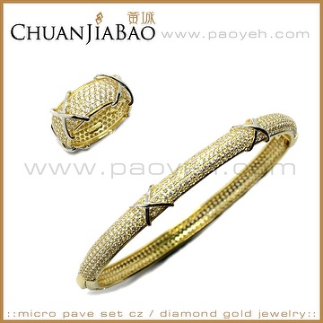 Micro Pave Set CZ / Diamond 18K Gold Jewelry