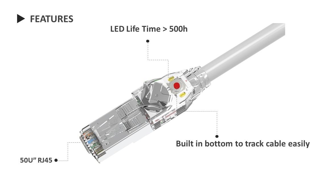 Rückverfolgbare Patchkabel-LED blinkt mit Batterie, um das andere Ende des Kabels zu identifizieren.