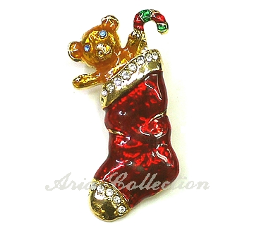 Christmas stocking brooch