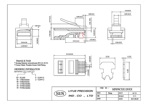 rj45 connector cad drawing