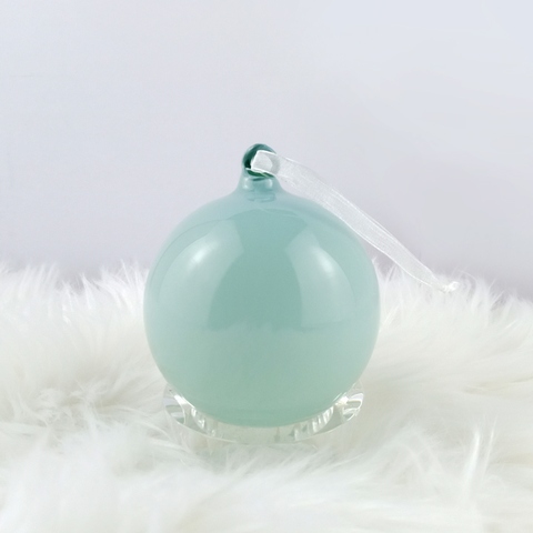 Pastel Soft Green Opaque Shiny Glass Ornaments, Blown Glass Christmas Tree Ornaments for Christmas Decoration