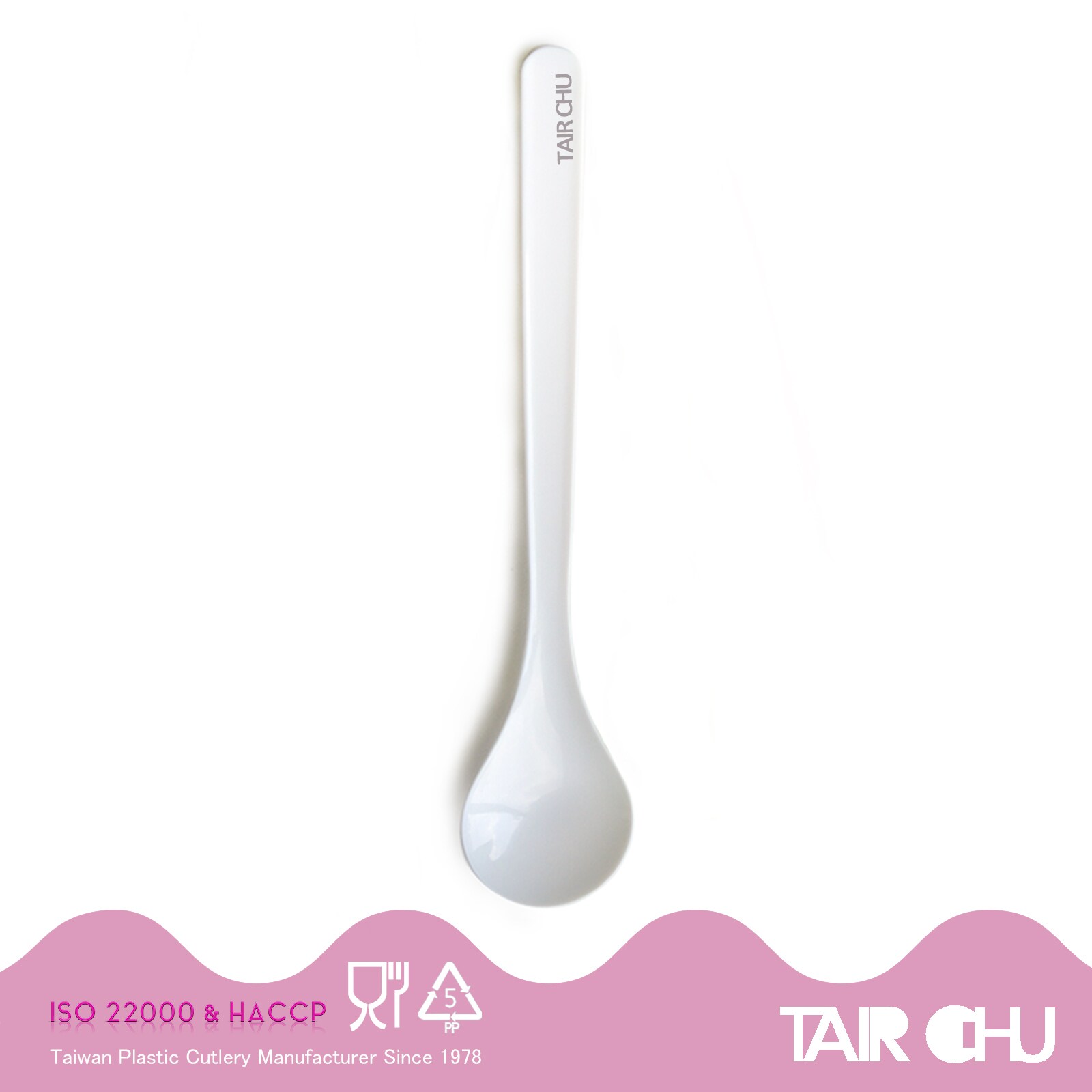 18cm White Color Long Handle Parfait Spoon