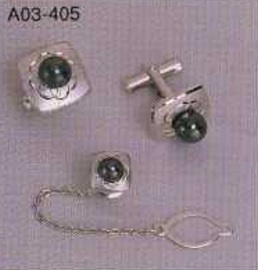 Hematite Tie pin and Cufflink