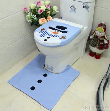 Taiwan 2pc Christmas Festive Snowman Toilet Seat Cover Bathroom