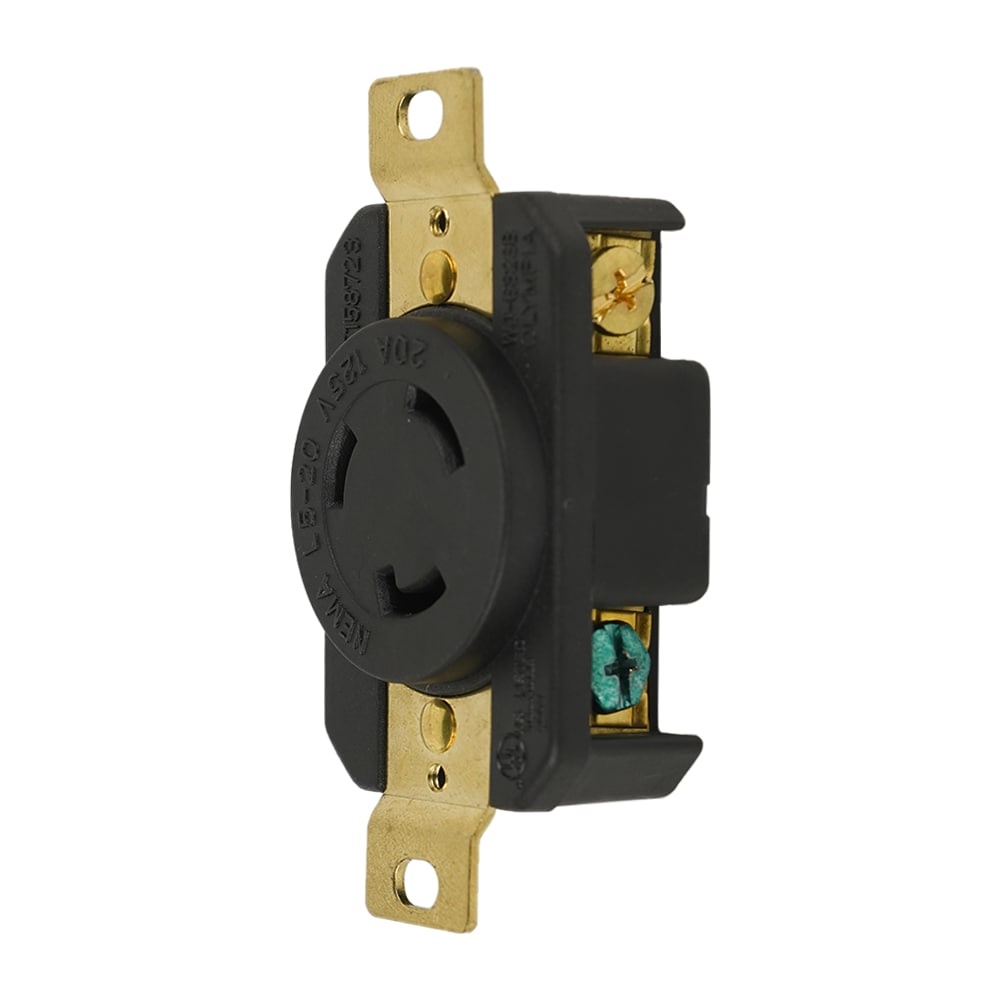 Connecteur Femelle AC WORKS® NEMA L5-20R - 20A, 125V - Noir, Verrouillage, Pour Intérieur/Extérieur