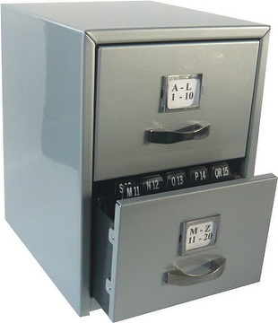 Sens Metal Business Card File Cabinet With 2 Drawers Index Tabs