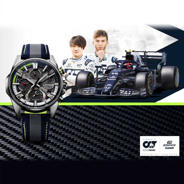 5Cgo Casio EDIFICE Scuderia AlphaTauri Limited Edition EQB-1200AT-1A Bluetooth Solar Watch 