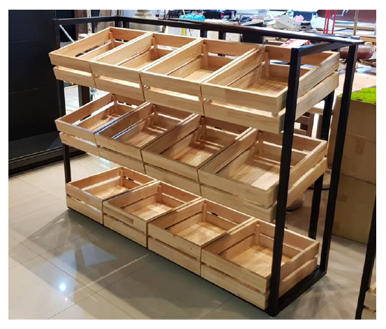 fruit and vegetable shelves