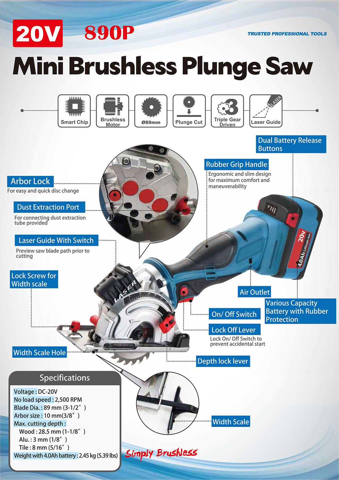 18V SubCompact Brushless 3 in. Multi-Material Saw ネット店