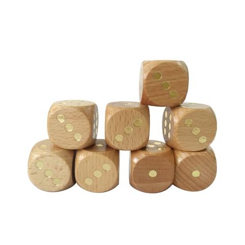 25mm gold dot , nature color round corner wooden dice