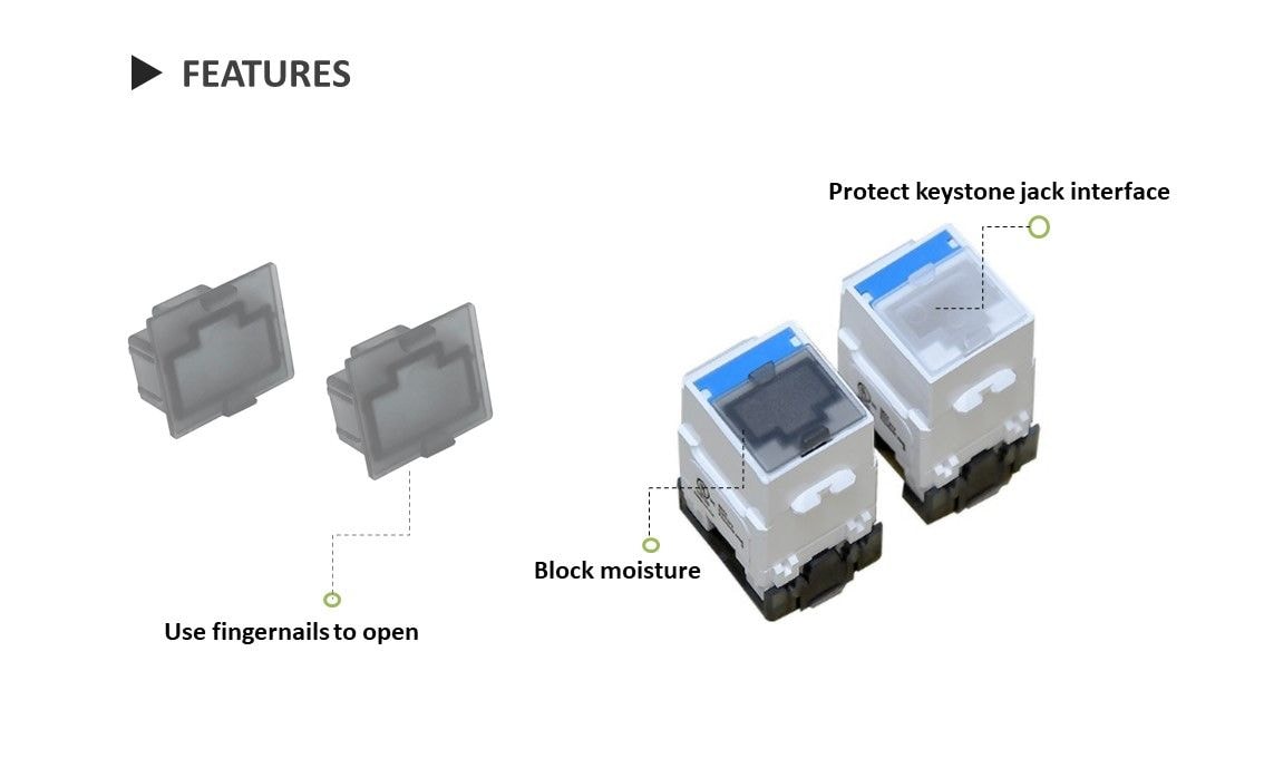 Le cache-poussière de la prise Ethernet Keystone garde votre prise modulaire propre et empêche l'humidité.
