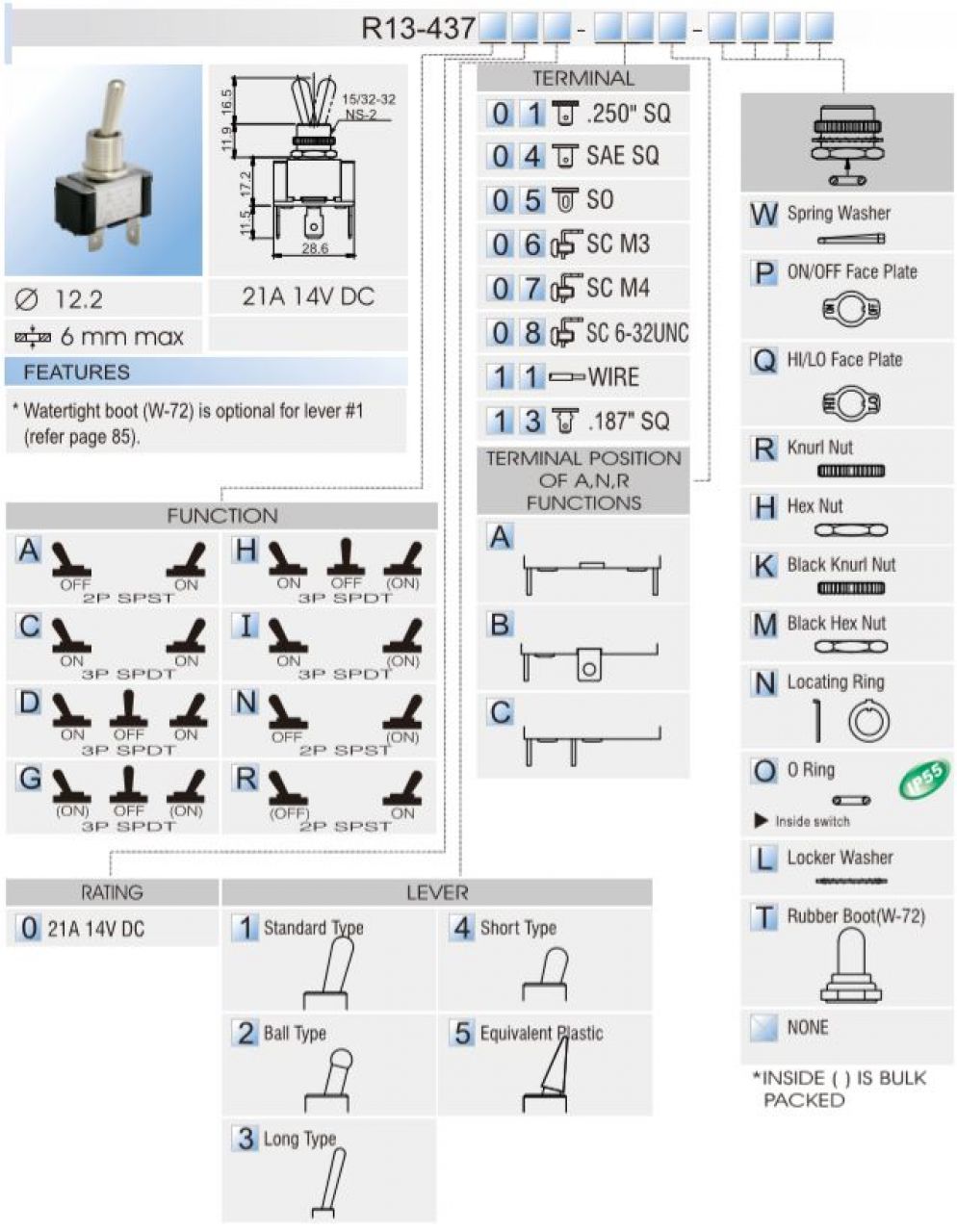 Toggle Switch DC Rating SCI R13 437 Taiwantrade