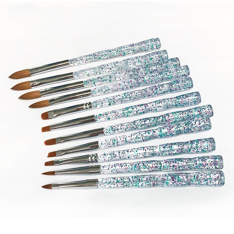 kolinsky-hair-glitter-plastic-handle-acrylic-nail-art-brush-set